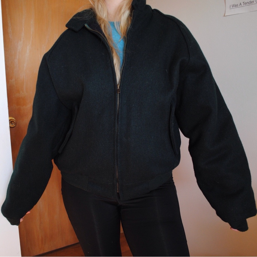 Dark green wool coat!